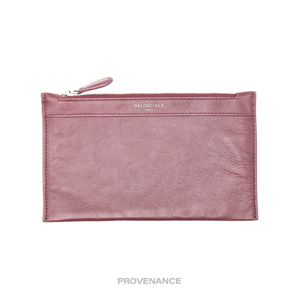 🔴 Balenciaga Zip Pouch Wallet - Bordeaux Leather - Picture 1 of 6